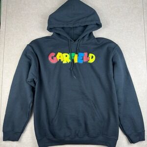 Garfield Sweatshirt Men M Black Hoodie Pullover Skate Cartoon Graphic Jim Davis